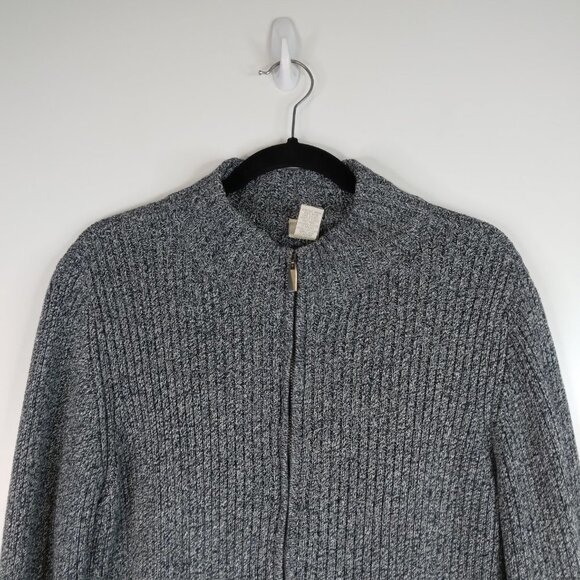 J.Jill  100% Cotton Zip Up Gray Sweater Size M - Picture 2 of 11
